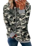 onlypuff Plus Size Women Hoodie Sweatshirt Drawstring Casual Tunic Tops Pullover with Pocket Camo 3XL