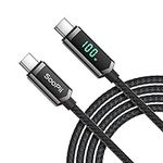 SooPii USB C Cable, 4FT Nylon Braided USB C to USB C Cable, 100W PD Fast Charging Type-C Cable with LED Display for lPad Mini/Air/Pro, MacBook Pro, Samsung Galaxy S22/S10, Pixel, LG