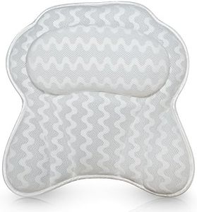 Bath Pillow Bathtub Pillow Back Neck Support Pillow, Spa Cushion for Tub, Relaxing Headrest Bath Pillow, Portable Washable Bathtub Accessories with 3D Air Mesh Thick Soft Bath Pillow