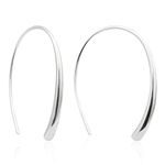 Handmade Pull Through Earrings 925 Sterling Silver Earrings Hypoallergenic Open Hoops Drop Dangle Threader Earrings for Women Trendy Fashion