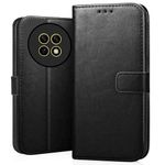 CEDO Realme Narzo N65 / Realme C65 (5G) Flip Cover | Leather Finish | Inside Pockets & Inbuilt Stand | Shockproof Wallet Style Magnetic Closure Back Case Flipcover (Black)