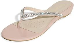 DREAM PAIRS Women's Fashion Rhinestones Design Slides Sandals,Size 7,Nude,Jewel_03