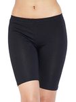 Clovia Women's Cotton Mid Waist Cycling Shorts with Inner Elastic (PN3352P13_Black_M)