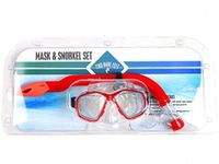 Two Bare Feet Snorkel and Mask PVC Diving Set (Kids) With Anti Fog and Wide View Mask, Anti-Leak, Tempered Glass, One Size - Scuba Dive Snorkelling Sets (Red)