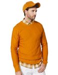 Amazon Brand - Symbol Men's Acrylic Crew Neck Pullover Sweater (SYM-A23-SWT-05_Mustard,Diamond_M)