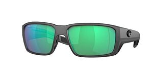 Costa Del Mar Men's 6s9079 Fantail Pro Sunglasses, Matte Grey/Green Mirrored 580g, 60mm