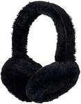 MaxW Winter Wool Ear Muffs for Men and Women Cute Fluffy Earmuffs Soft Cozy Outdoor Ear Warmer Black