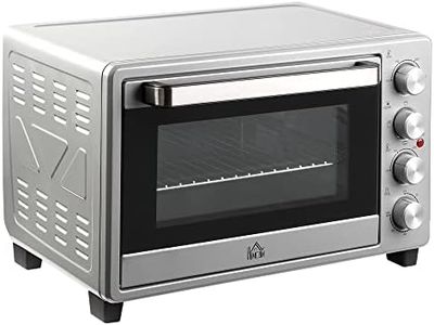 HOMCOM Horno Eléctrico de Sobremesa Horno Sobremesa de 32L 1600W con 3 Modos de Calor Temporizador 60 Min y Temperatura Regulable hasta 230℃ Plata