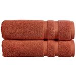 Christy Chroma Bath Towels | Set of 2 | Highly Absorbent Heavyweight 675GSM | Bold and Bright | Soft Velvety Smooth Bathroom Shower Towels | 100% Cotton | Sustainably Made | Burnt Sienna