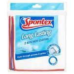 Spontex 2 Long Lasting Kitchen Cloths, 36 x 36cm