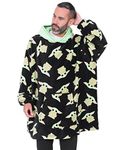 Star Wars The Mandalorian Baby Yoda Mens Hoodie, Oversized Fleece Blanket Hoodie Black