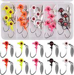 Fishing Jig Head Hooks,20pcs Fishing Lure Bass Crappie Jig Head with Eyes Ball Spinner Blade Spin Jig Hook for Bass Trout Walley 1/16oz 1/8oz 3/16oz (1/8oz - 20pcs)