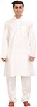 Exotic India Men's Cotton Kurta Pyjama (VP17- Pure White_48)