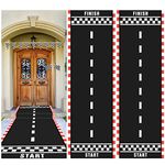 10 Feet Long Racetrack Floor Running Racer Party Decoration Mat Fold Race Tracks Decor Running Mat Drag Car Racer Party Supplies for Road Racing Car Theme Birthday Sport Games, 2 Feet Wide(2 Pcs)