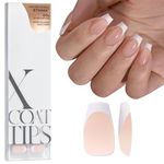 BTArtboxnails Soft Gel Nail Tips - XCOATTIPS French Tip Press On Nails(Top Coat Needed), Short White Press on Nails, Nude Acrylic Nail Tips Fake Nails In 15 Sizes -Nail Extension Set