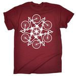 Men's Bicycle Circle Kaleidospoke Design (M - Maroon) Loose FIT T-Shirt Funny Novelty T Shirt Tee Tshirt Mens t-Shirts Cool Shirts for Women dad Uncle Grandad Brother Hilarious Joke