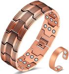 Cigmag 3X Copper Bracelet for Men Triple Ultra Strength Magnets, 99.99% Pure Copper Magnetic Bracelet & Ring Set for Joint with Adjustable Sizing Tool, Valentine's Day Jewelry Gifts for Men