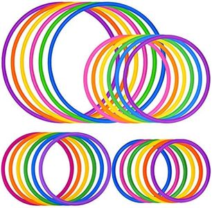 Topbuti 24 Pcs Multicolor Plastic Toss Rings Ring Toss Game Carnival Rings for Speed and Agility Practice Games, Garden Backyard Outdoor Games, Bridal Shower Game, Game Booth (4 Sizes)