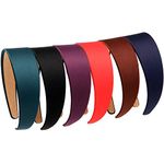 LONEEDY 6 Hard Headbands, 1.6 Inch/4CM Wide Non-slip Ribbon Hairband for Women(Mixed color)