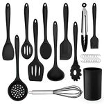 Herogo Kitchen Utensils Set, 22-Piece Silicone Cooking Utensils with Holder, Kitchen Tools Turner Spatula Spoon for Non-Stick Cookware, Heat Resistant & Non-Scratch, Dishwasher Safe (Black)