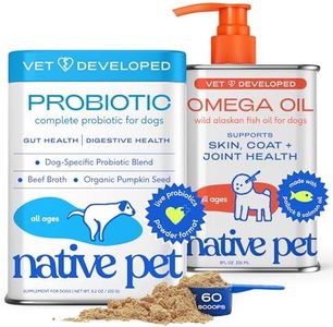 Native Pet Omega 3 Fish Oil for Dogs 8Oz & Probiotics for Dogs 8.2Oz Powder Food Topper - Fish Oil & Dog Probiotic Powder - Supports Skin, Coat, Gut Health, Heart & Digestion - Vet Formulated