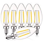 LUXRITE 4W Vintage Candelabra LED Bulbs Dimmable, 400 Lumens, 3000K Soft White, LED Chandelier Light Bulbs 40W Equivalent, Clear Glass, Filament LED Candle Bulb, UL Listed, E12 Base (6 Pack)