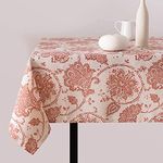 Modern Homes Floral Printed Cotton Tablecloth for Dining Table, Patio Table, Picnic Table, Hotel Buffet Table; Table Cover 55x102 inches (Terracotta Red, 8-10 Seater)