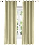 ChadMade Elegant Vintage Polyester Cotton Silk Solid Curtain Khaki 120" W x 102" L, Antique Bronze Grommet Silk Satin Drapes Window Treatment Panels with Blackout Lined (1 Panel)
