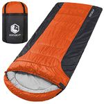 3-Season XL Sleeping Bag, Extra Large – Lightweight, Comfortable, Water Resistant, Backpacking Sleeping Bag for Big and Tall Adults – Ideal for Hiking, Camping & Outdoor Adventures – Orange/Gray