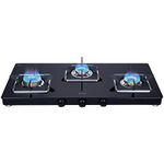 Elica Slimmest 3 Burner Gas Stove with Square Grid and Brass Burner (773 Ct Vetro (Slim Line Spf)), Manual Ignition