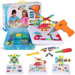 DIY Creative Mosaic Drill Set for Kids,Educational Toys Building Blocks,STEM Toys for 3+ Year Old,Educational Building Blocks for Toddler Preschool,3D Construction Toys for Boy & Girl