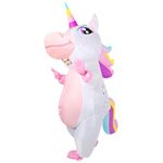 AerWo 8FT Inflatable Unicorn Costume Adult, Funny Halloween Costume Blow Up Unicorn Costume for Mens Women Birthday Halloween Cosplay Party Supplies