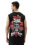 The Souled Store Official Star Wars: The Death Star Round Neck Sleeveless Black Graphic Printed Regular Fit Cotton Vests for Men & Boys