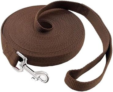 SALO Nylon Training Dog Leash for Small Medium Large Dogs, 1 Inch Wide, 20ft 30ft 40ft 50ft Long Leash Dog/Puppy Lead for Obedience Recall Training, Camping, or Backyard (Brown, 15 Foot)