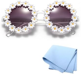 Occhiali da Sole Margherita,Noble Classic Daisy Occhiali da Sole,Occhiali da Sole a Forma di Fiore,Occhiali da Sole Vintage Anni '80 '90,Occhiali da Sole Donna per Spiaggia,Feste,Carnevale,Hippie