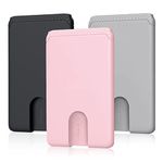 Credit Card Holder for Cell Phone, SHANSHUI 3 Pack Premium Silicone Ultra Slim Phone Wallet Stick on Phone Pocket Fit Almost All Smartphones - Black Grey Pink