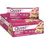 Quest Nutrition White Chocolate Raspberry Flavoured Protein Bar, High Protein, Gluten Free, Keto Friendly, Black, 12 Count (Pack of 1)