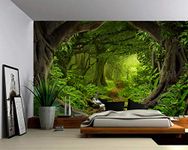 Picture Sensations Canvas Texture Wall Mural, Landscape Fantasy Enchanted Magical Forest, Self-Adhesive Vinyl Wallpaper, Peel & Stick Fabric Wall Decal - 144x96