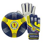 Scotland Official Size 4 Football & Boys Goalkeeper Gloves Junior Gift Set