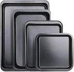 Beasea Baking Sheet Set of 4, Cookie Sheet Pan Nonstick Carbon Steel Non Toxic Sheet Pan Set Easy Clean Baking Tray Rimmed Baking Pan - Black