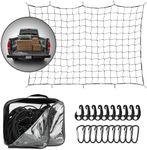 TeamObsidian Van Storage Cargo Net - Bungee Netting with Hooks for Boot, Campervan, Motorcycle, or Trailer - Heavy Duty Car Ceiling Nets - 1.2m x 1.8m (4' x 6')