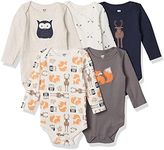 Hudson Baby Unisex Baby Cotton Long-sleeve Bodysuits, Forest, 12-18 Months US