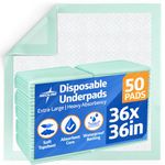 Medline Heavy Absorbency 36" X 36" Quilted Fluff And Polymer Disposable Underpads, 50 Per Case, Great Protection For Beds, Furniture, Surfaces