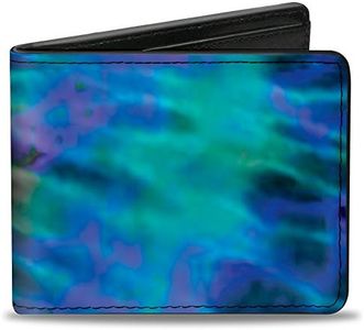 Buckle Down mens Buckle-down Pu Bifold Wallet - Tie Dye Green/Blue/Purple Bi-Fold Wallet 4.0" x 3.5"