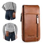 Hengwin Leather Cell Phone Holster fit for Samsung Galaxy A15 A25 A14 A54 A13 A12 S23+ S22+ S21+ S20+ S9+ S8+ Note 20 Ultra 10+ 9 8 Wallet Case with Belt Clip Card Holder Phone Pouch for Belt (Brown)