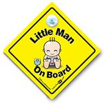 Little Man On Board Car Sign, Baby on Board Sign Style Suction Cup Car Window Sign