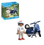 Playmobil 71622 Cars: 1969 Vespa 150 Sprint Veloce, blue, faithful model for collectors and fans, includes versatile accessories and removable spare wheel