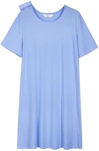 AVIIER 100% Cotton Hospital Gowns for Women Open Back Tear Away Post Shoulder Surgery Dress Adaptive Clothing Nightgowns Lake Blue XXL