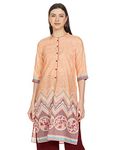 Aurelia Women's Polyester Printed Regular Kurta (21AUA12495-504369_Peach Bud_XL)