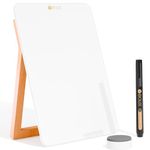 Desktop Glass Whiteboard with Reversible Wood Stand, Small White Board, Mini Dry Erase Whiteboard Easel for Desk, Reusable Desk Notepad 9.5"x6.7" for Home, Office, Accessories Included, Yeoux